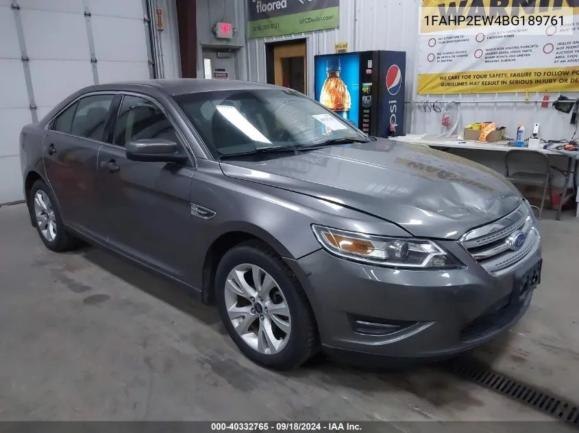 2011 Ford Taurus Sel VIN: 1FAHP2EW4BG189761 Lot: 40332765