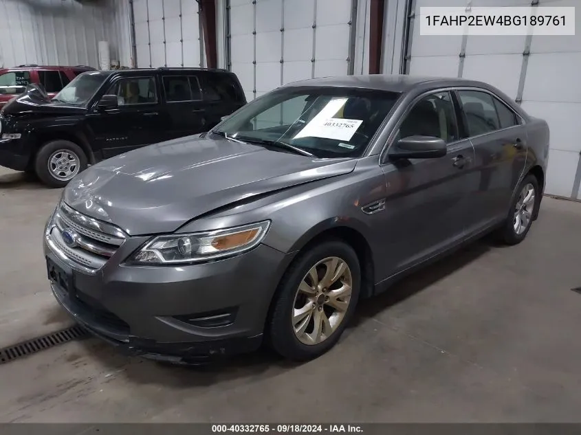 2011 Ford Taurus Sel VIN: 1FAHP2EW4BG189761 Lot: 40332765