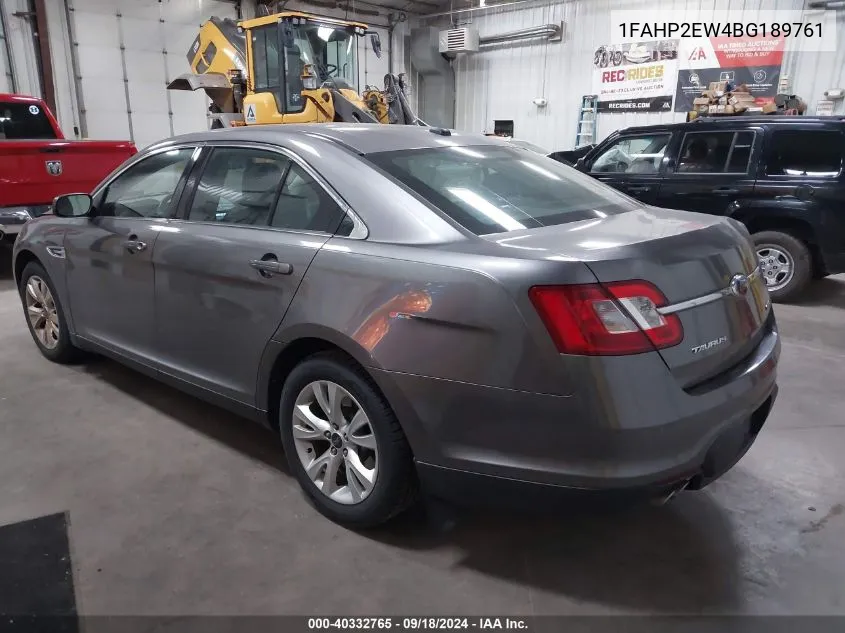 2011 Ford Taurus Sel VIN: 1FAHP2EW4BG189761 Lot: 40332765