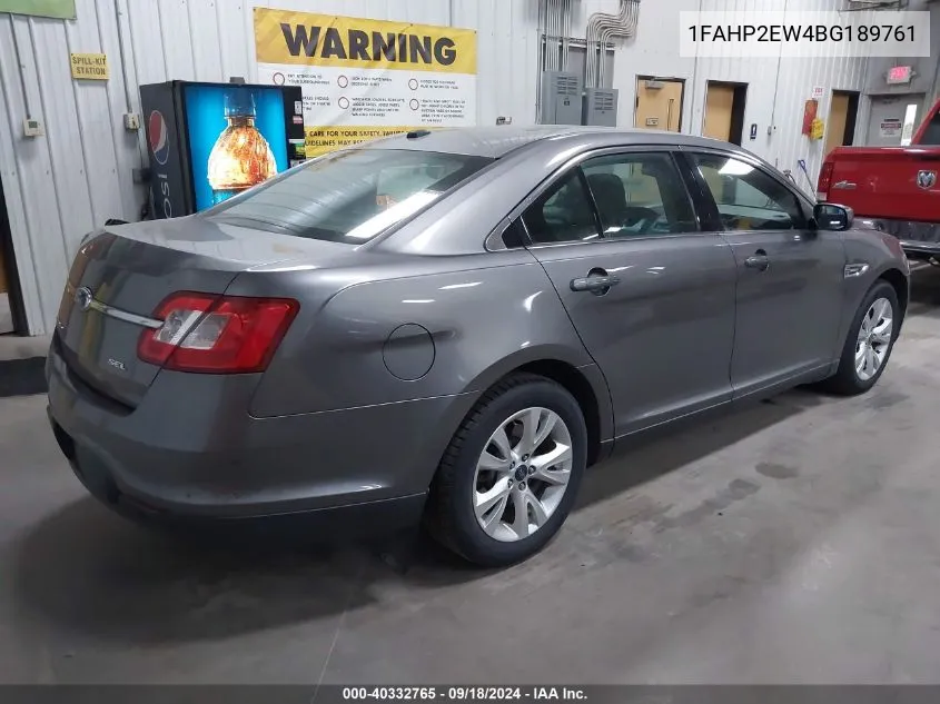 2011 Ford Taurus Sel VIN: 1FAHP2EW4BG189761 Lot: 40332765