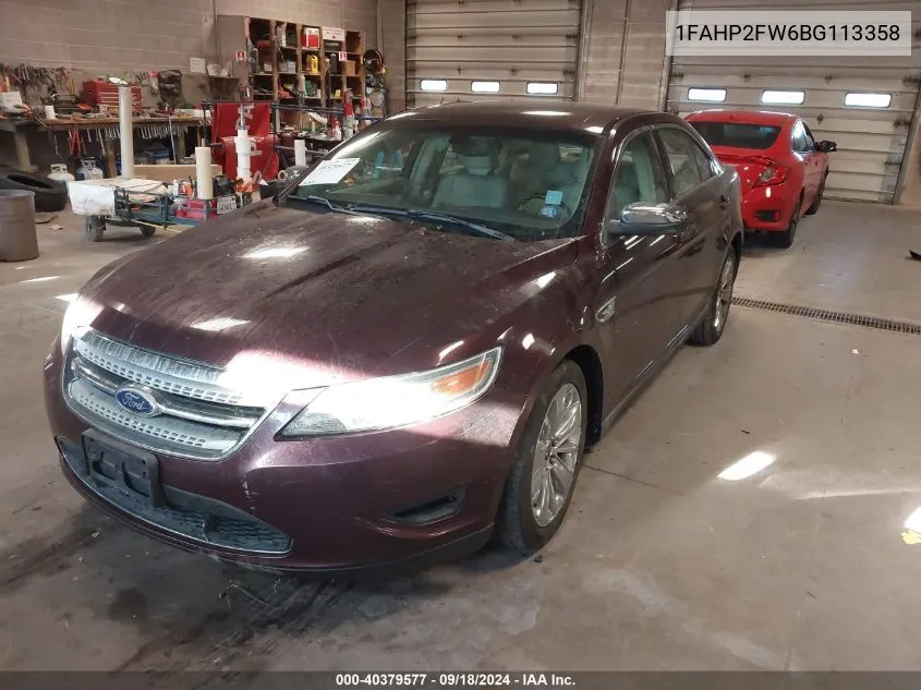 2011 Ford Taurus Limited VIN: 1FAHP2FW6BG113358 Lot: 40379577