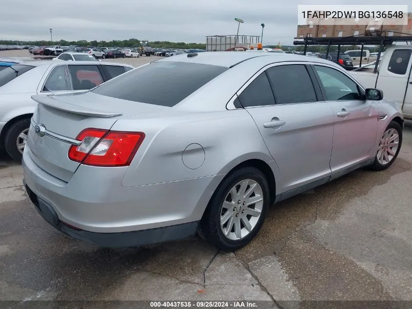 1FAHP2DW1BG136548 2011 Ford Taurus Se