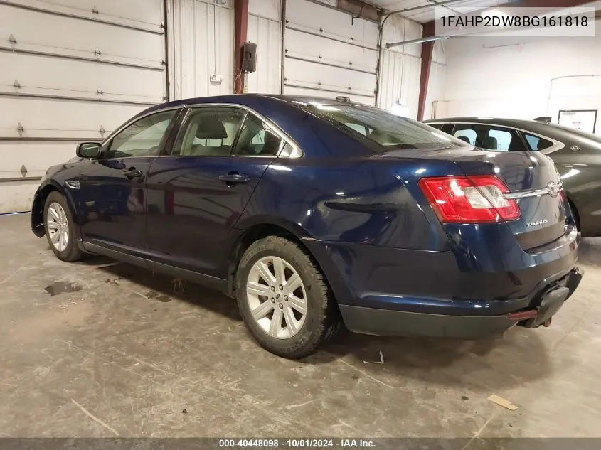 2011 Ford Taurus Se VIN: 1FAHP2DW8BG161818 Lot: 40448098