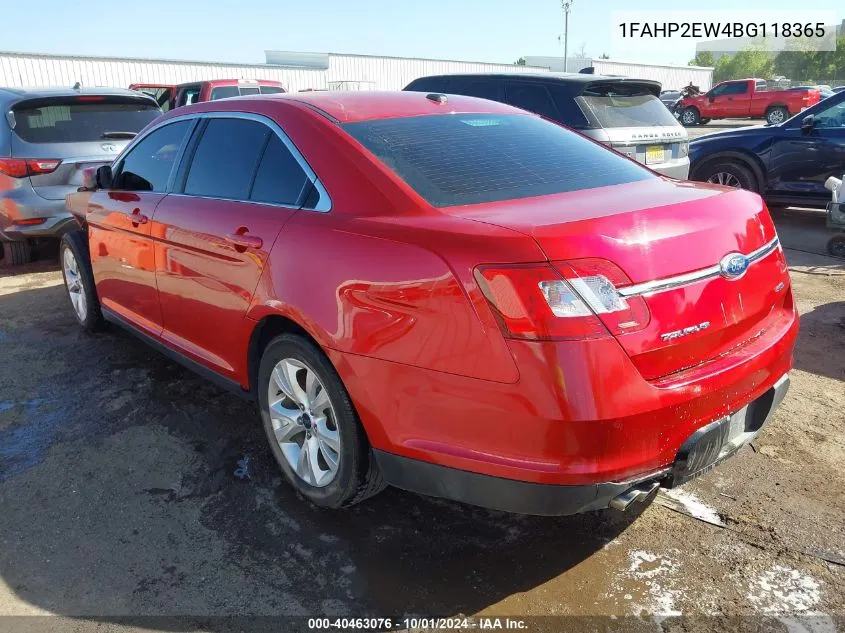 2011 Ford Taurus Sel VIN: 1FAHP2EW4BG118365 Lot: 40463076