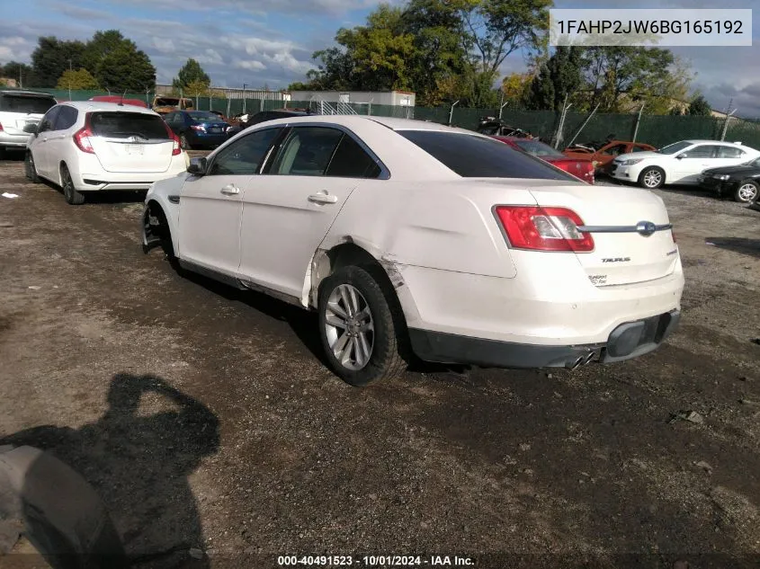 2011 Ford Taurus Limited VIN: 1FAHP2JW6BG165192 Lot: 40491523