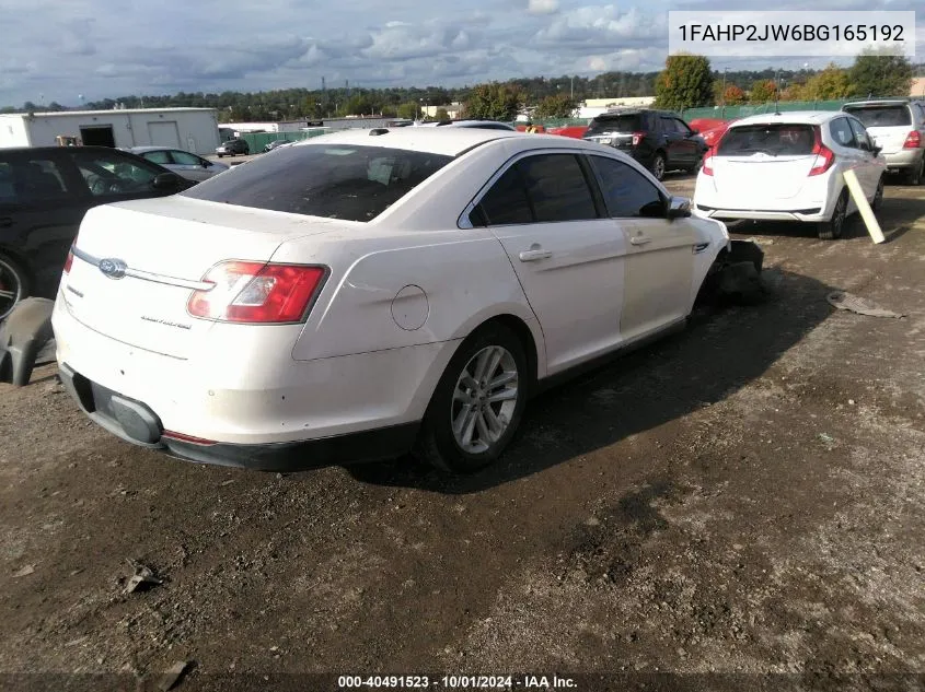 2011 Ford Taurus Limited VIN: 1FAHP2JW6BG165192 Lot: 40491523