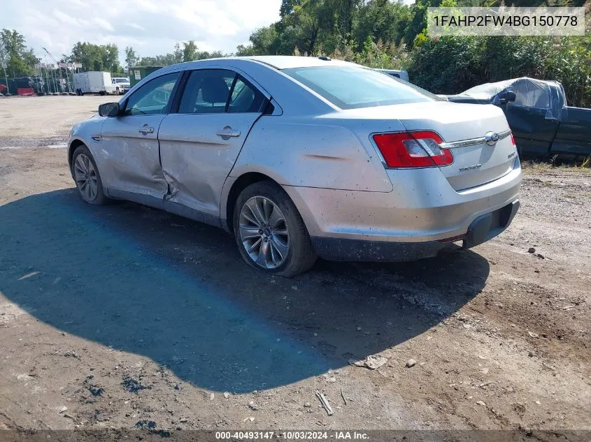 2011 Ford Taurus Limited VIN: 1FAHP2FW4BG150778 Lot: 40493147