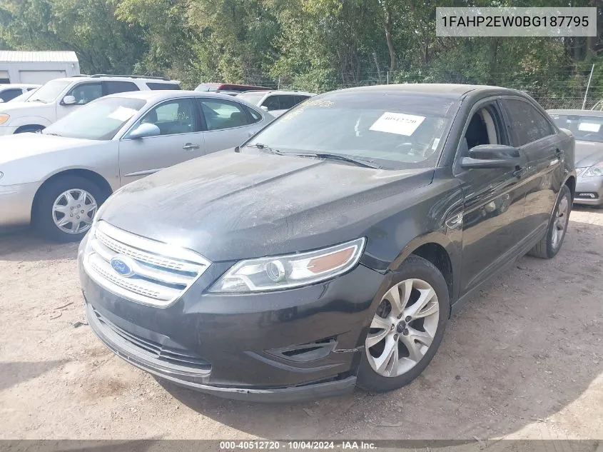 2011 Ford Taurus Sel VIN: 1FAHP2EW0BG187795 Lot: 40512720