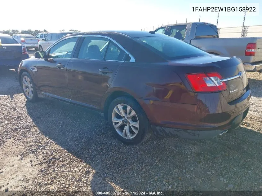 2011 Ford Taurus Sel VIN: 1FAHP2EW1BG158922 Lot: 40539723