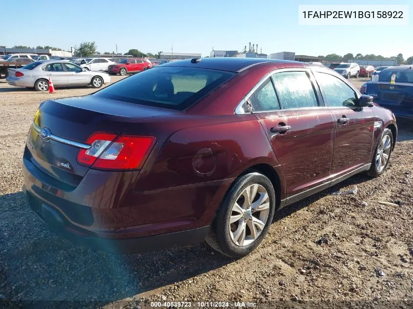 2011 Ford Taurus Sel VIN: 1FAHP2EW1BG158922 Lot: 40539723