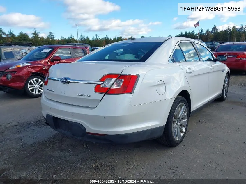 2011 Ford Taurus Limited VIN: 1FAHP2FW8BG115953 Lot: 40548285