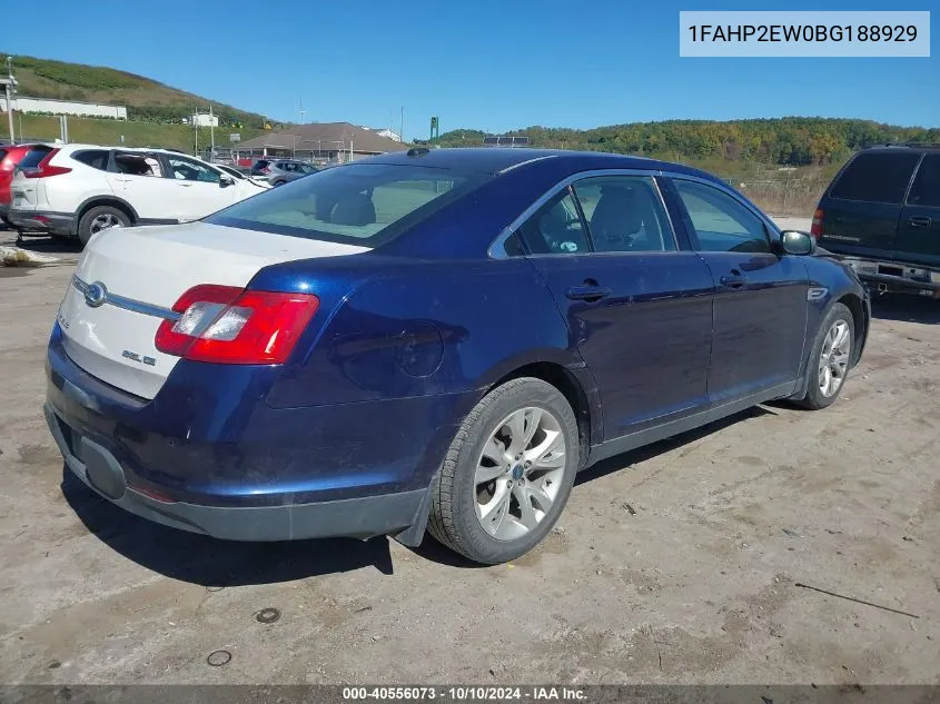 2011 Ford Taurus Sel VIN: 1FAHP2EW0BG188929 Lot: 40556073