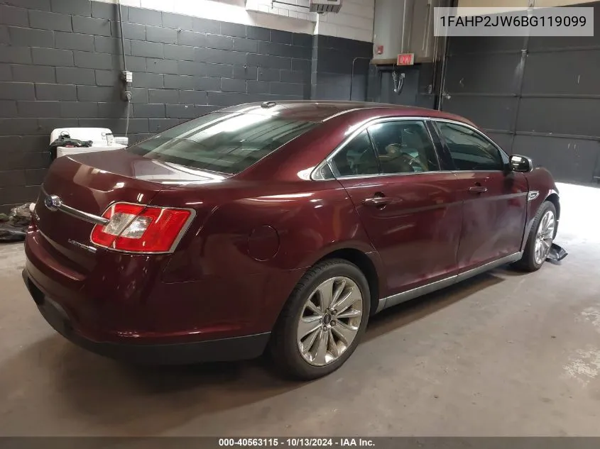 2011 Ford Taurus Limited VIN: 1FAHP2JW6BG119099 Lot: 40563115