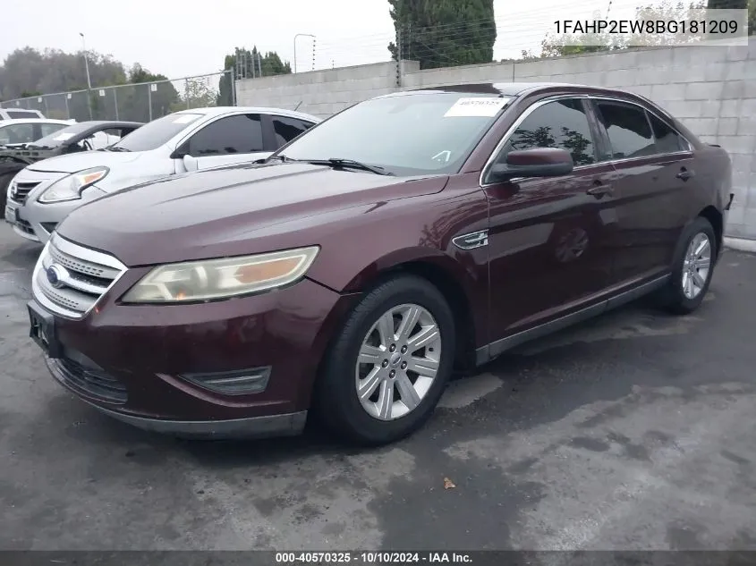 2011 Ford Taurus Sel VIN: 1FAHP2EW8BG181209 Lot: 40570325