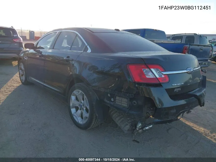 2011 Ford Taurus VIN: 1FAHP23W0BG112451 Lot: 40597344