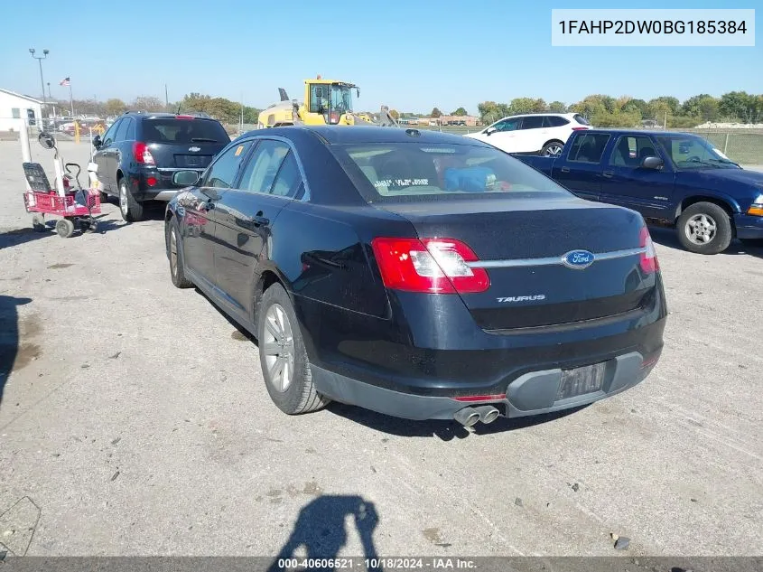 2011 Ford Taurus Se VIN: 1FAHP2DW0BG185384 Lot: 40606521