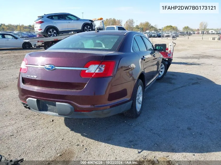 2011 Ford Taurus Se VIN: 1FAHP2DW7BG173121 Lot: 40674225