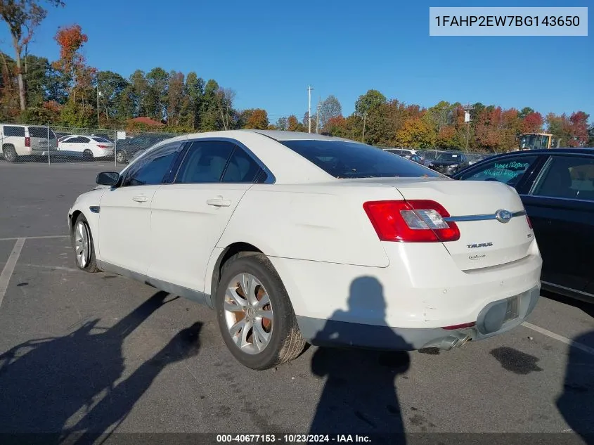 2011 Ford Taurus Sel VIN: 1FAHP2EW7BG143650 Lot: 40677153