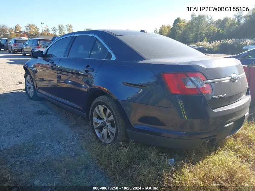 2011 Ford Taurus Sel VIN: 1FAHP2EW0BG155106 Lot: 40679250