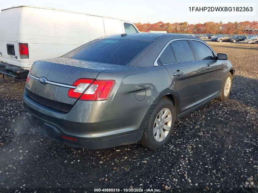 2011 Ford Taurus Se VIN: 1FAHP2DWXBG182363 Lot: 40699318