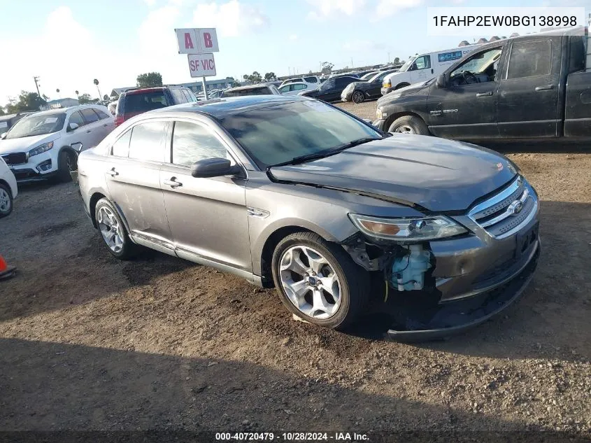 2011 Ford Taurus Sel VIN: 1FAHP2EW0BG138998 Lot: 40720479