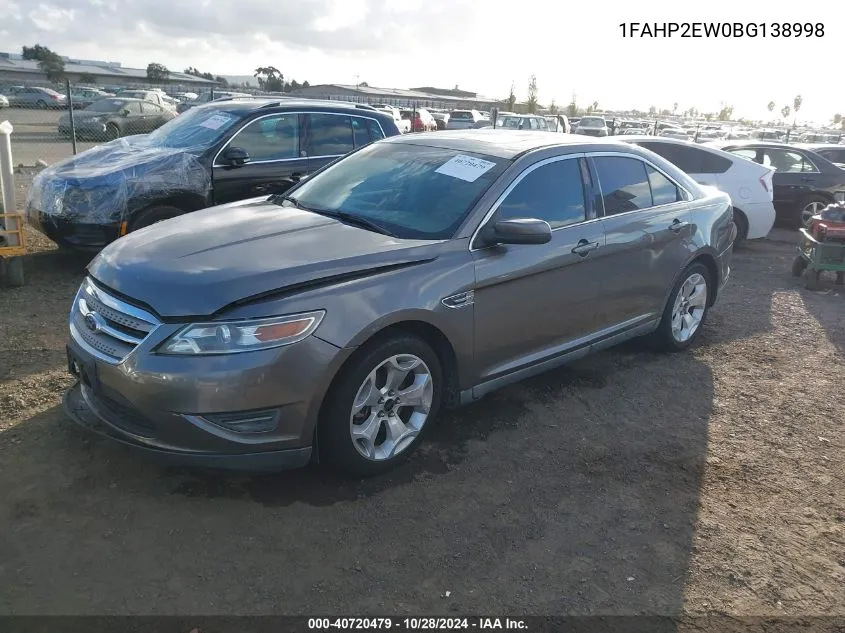 1FAHP2EW0BG138998 2011 Ford Taurus Sel