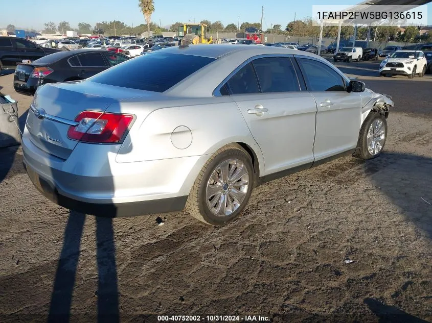 2011 Ford Taurus Limited VIN: 1FAHP2FW5BG136615 Lot: 40752002