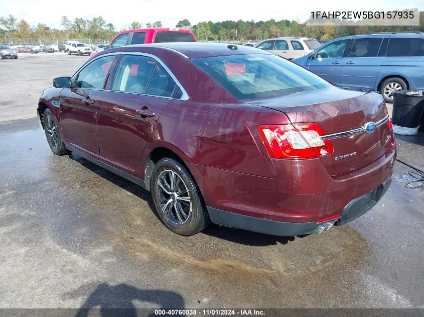 2011 Ford Taurus Sel VIN: 1FAHP2EW5BG157935 Lot: 40760038