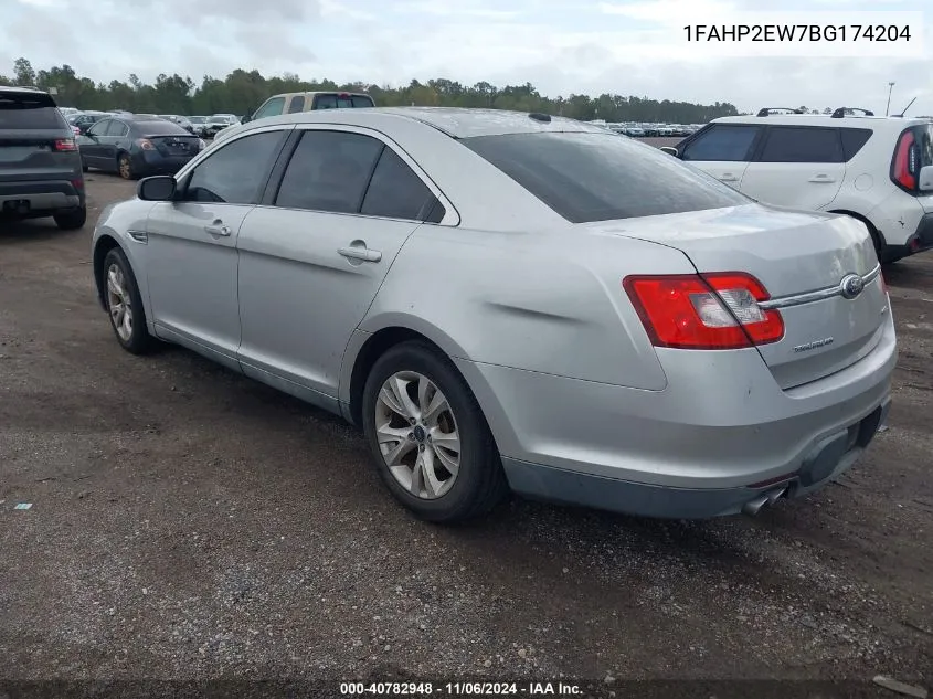 2011 Ford Taurus Sel VIN: 1FAHP2EW7BG174204 Lot: 40782948