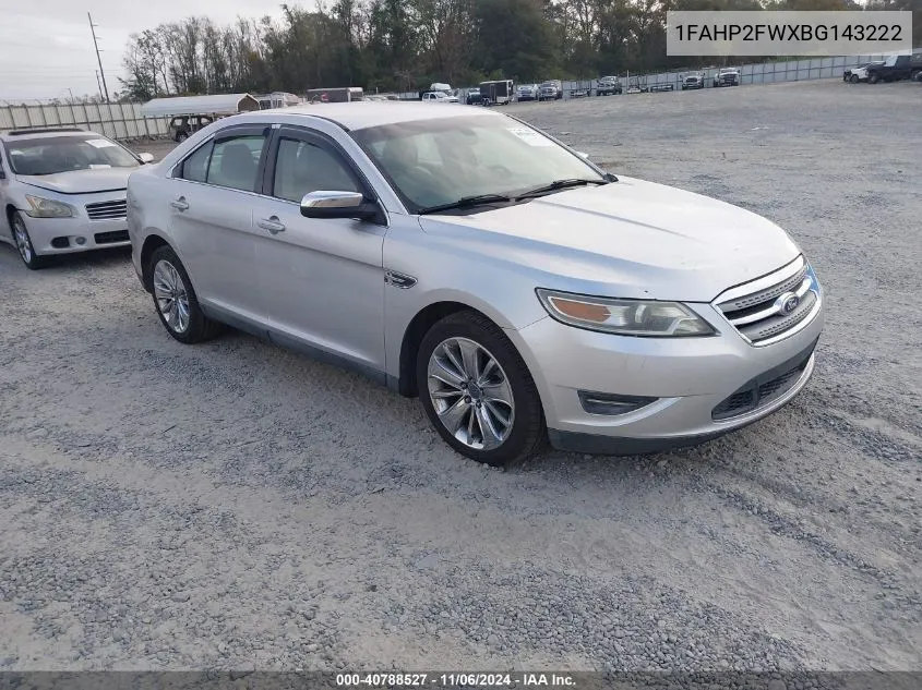 2011 Ford Taurus Limited VIN: 1FAHP2FWXBG143222 Lot: 40788527