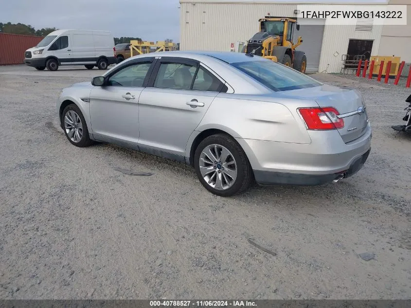 2011 Ford Taurus Limited VIN: 1FAHP2FWXBG143222 Lot: 40788527