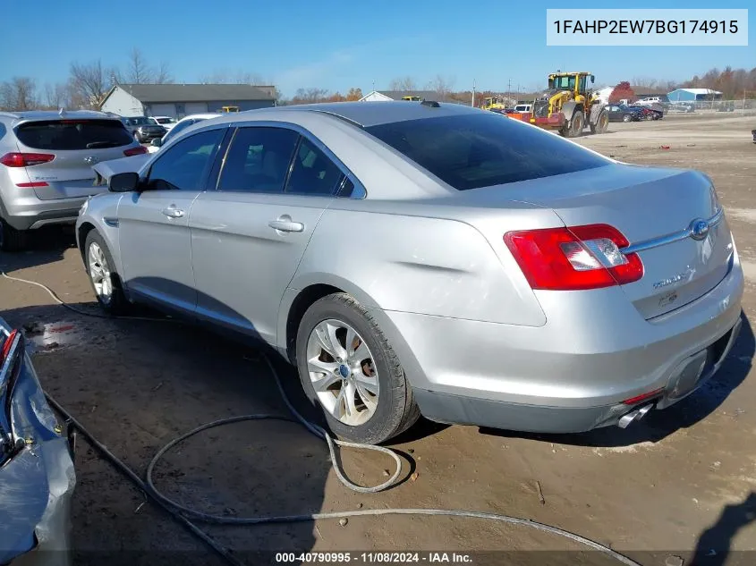 2011 Ford Taurus Sel VIN: 1FAHP2EW7BG174915 Lot: 40790995