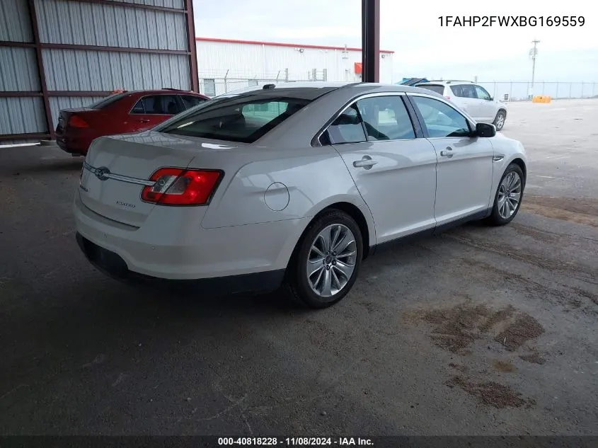 2011 Ford Taurus Limited VIN: 1FAHP2FWXBG169559 Lot: 40818228