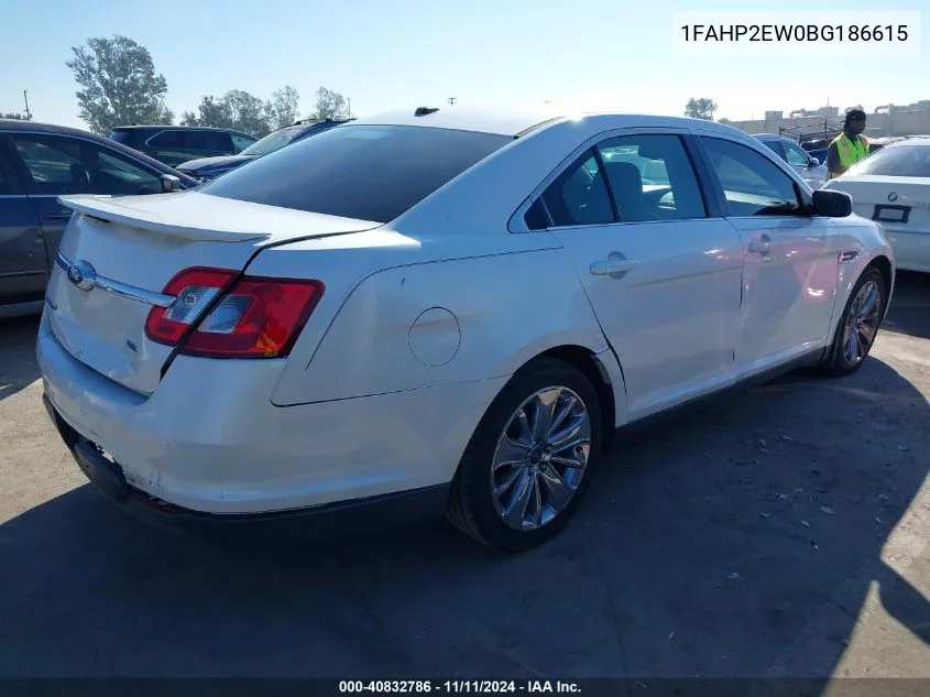 2011 Ford Taurus Sel VIN: 1FAHP2EW0BG186615 Lot: 40832786