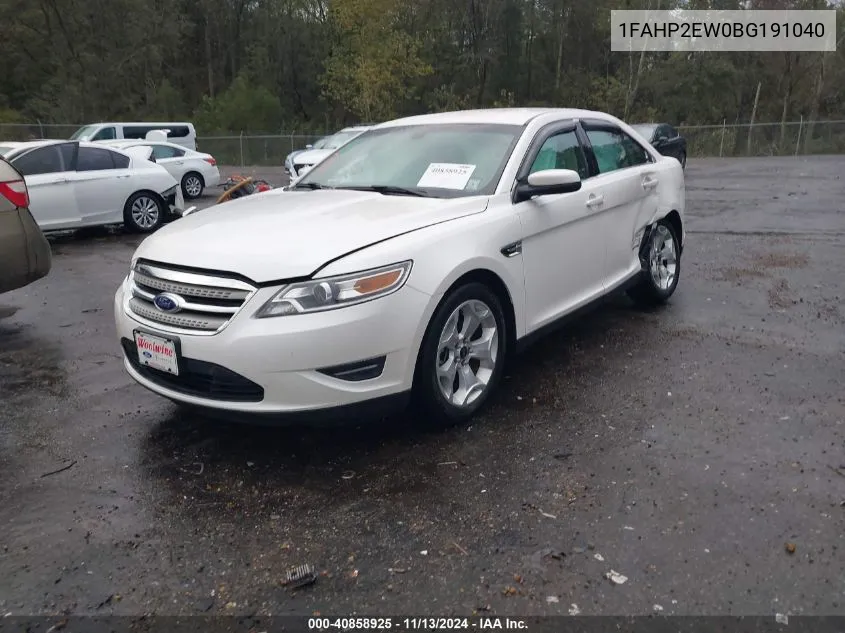 2011 Ford Taurus Sel VIN: 1FAHP2EW0BG191040 Lot: 40858925