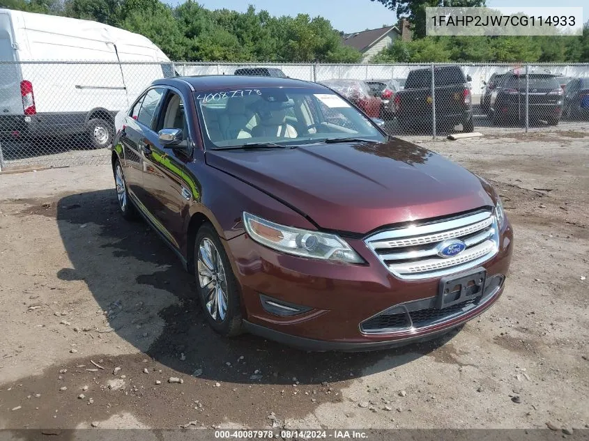 2012 Ford Taurus Limited VIN: 1FAHP2JW7CG114933 Lot: 40087978