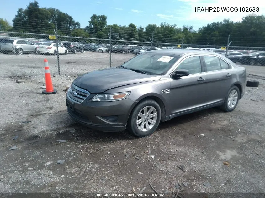 2012 Ford Taurus Se VIN: 1FAHP2DW6CG102638 Lot: 40089645