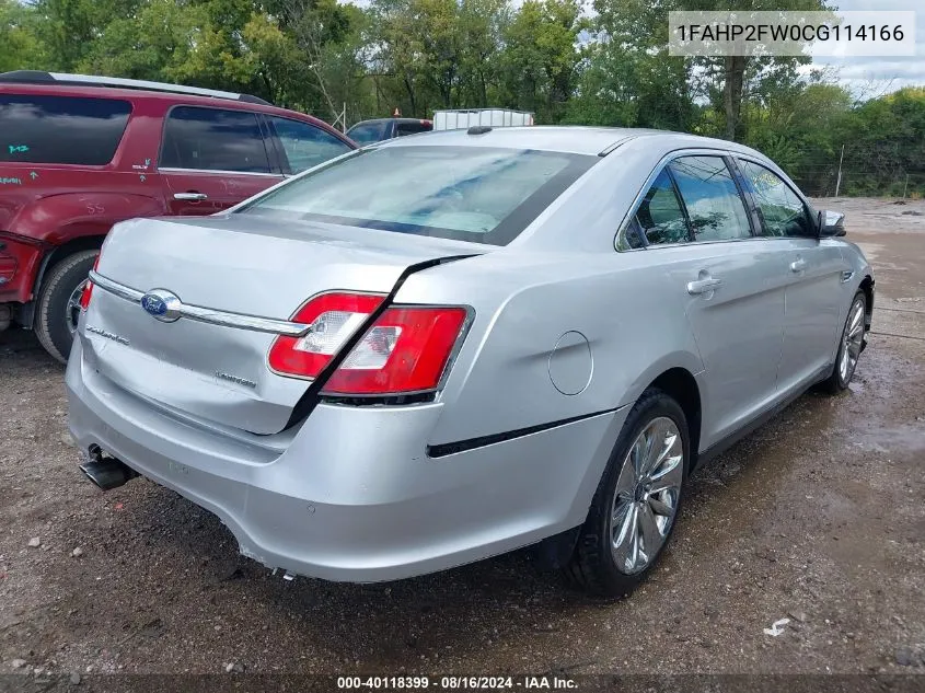 2012 Ford Taurus Limited VIN: 1FAHP2FW0CG114166 Lot: 40118399