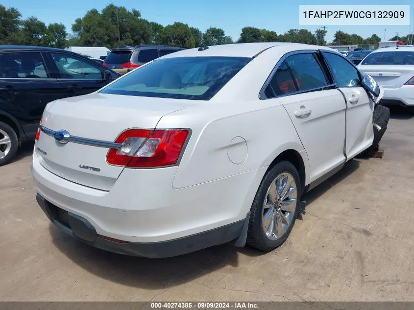 2012 Ford Taurus Limited VIN: 1FAHP2FW0CG132909 Lot: 40274385