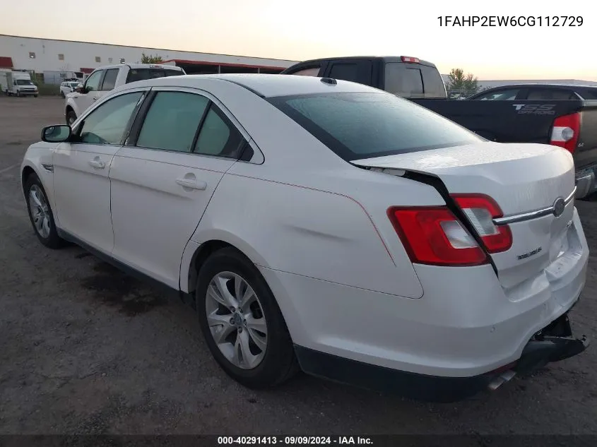 2012 Ford Taurus Sel VIN: 1FAHP2EW6CG112729 Lot: 40291413