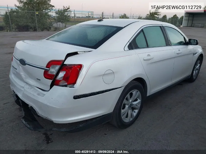 2012 Ford Taurus Sel VIN: 1FAHP2EW6CG112729 Lot: 40291413