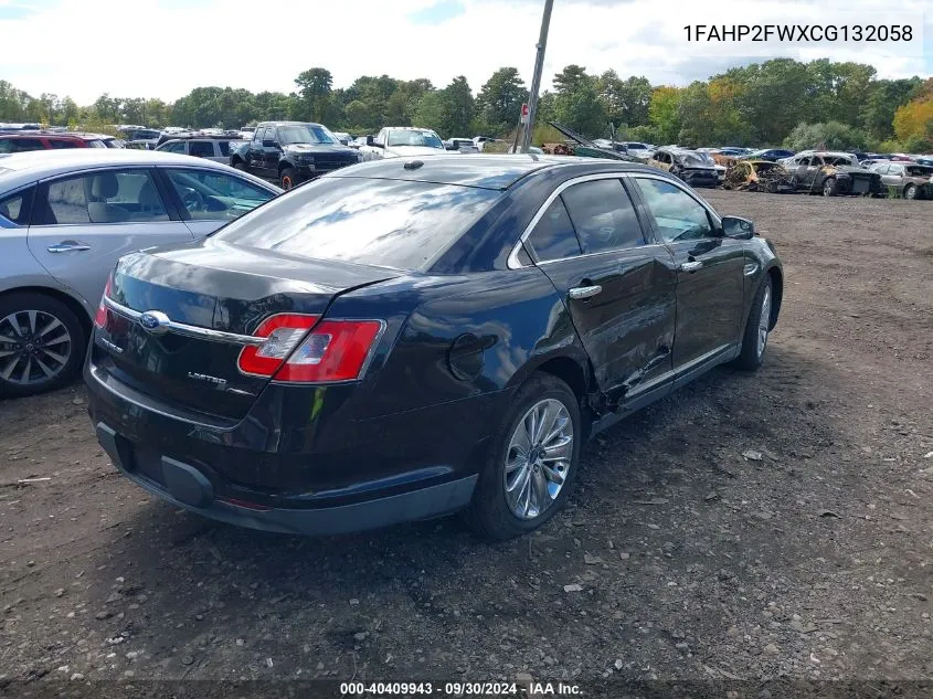 2012 Ford Taurus Limited VIN: 1FAHP2FWXCG132058 Lot: 40409943