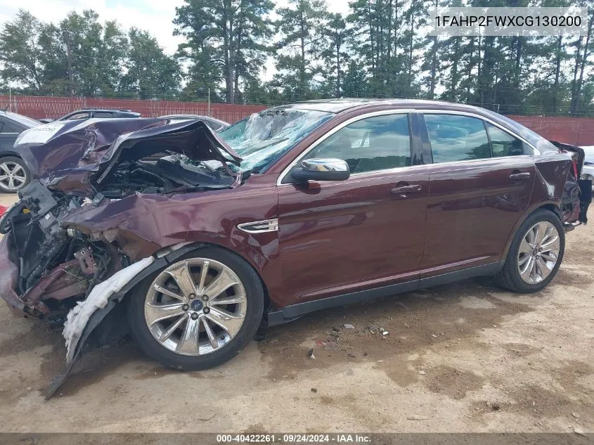 2012 Ford Taurus Limited VIN: 1FAHP2FWXCG130200 Lot: 40422261