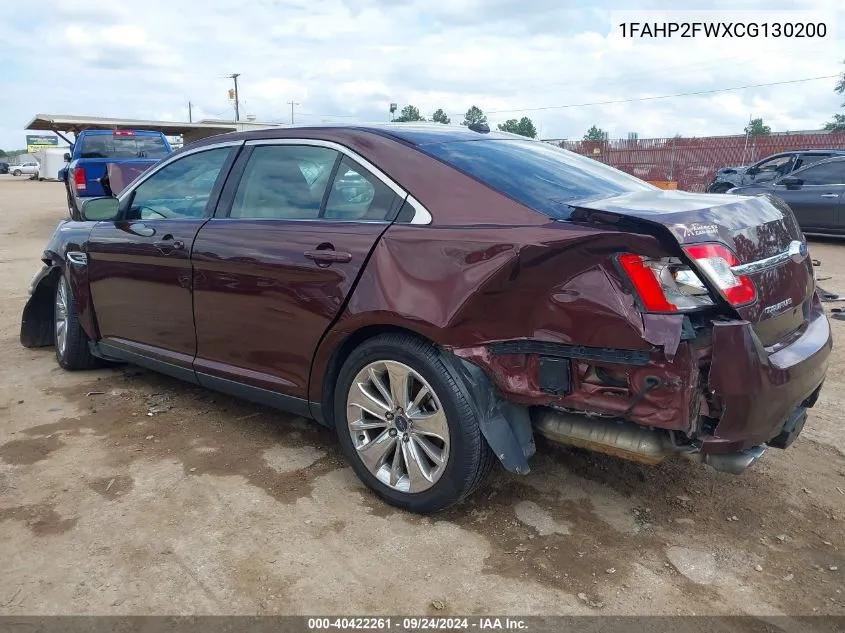 2012 Ford Taurus Limited VIN: 1FAHP2FWXCG130200 Lot: 40422261