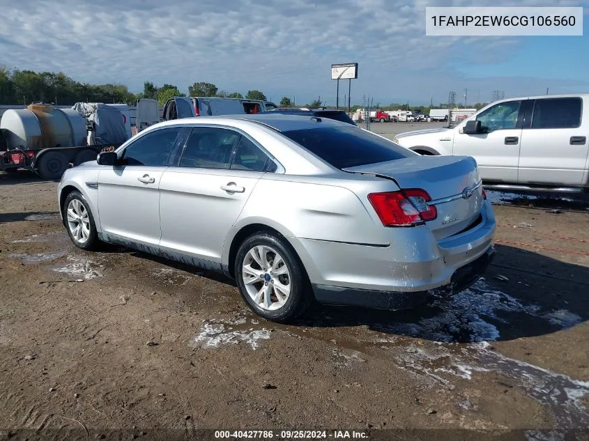 2012 Ford Taurus Sel VIN: 1FAHP2EW6CG106560 Lot: 40427786