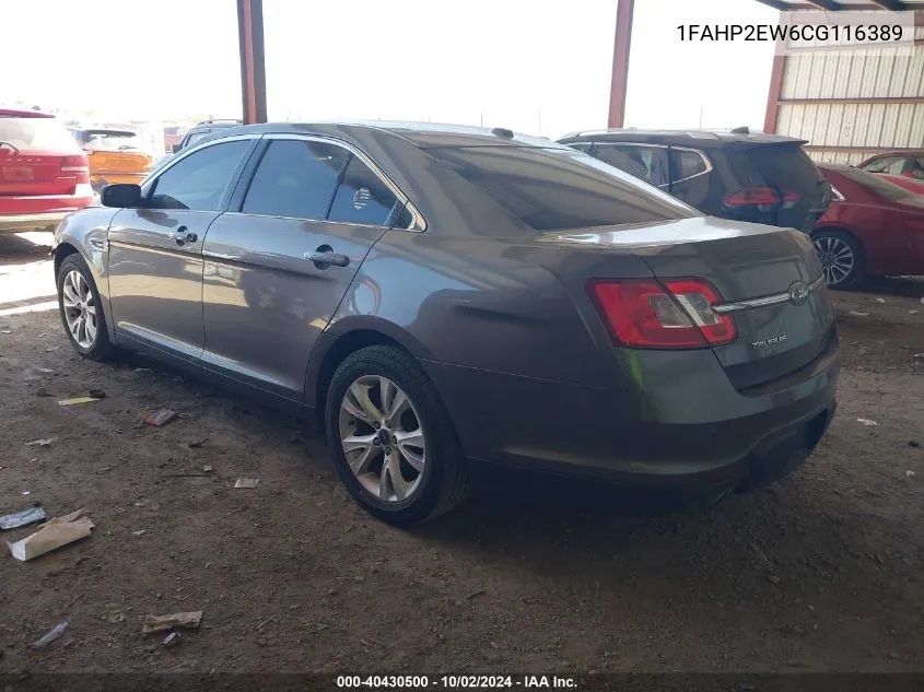 2012 Ford Taurus Sel VIN: 1FAHP2EW6CG116389 Lot: 40430500