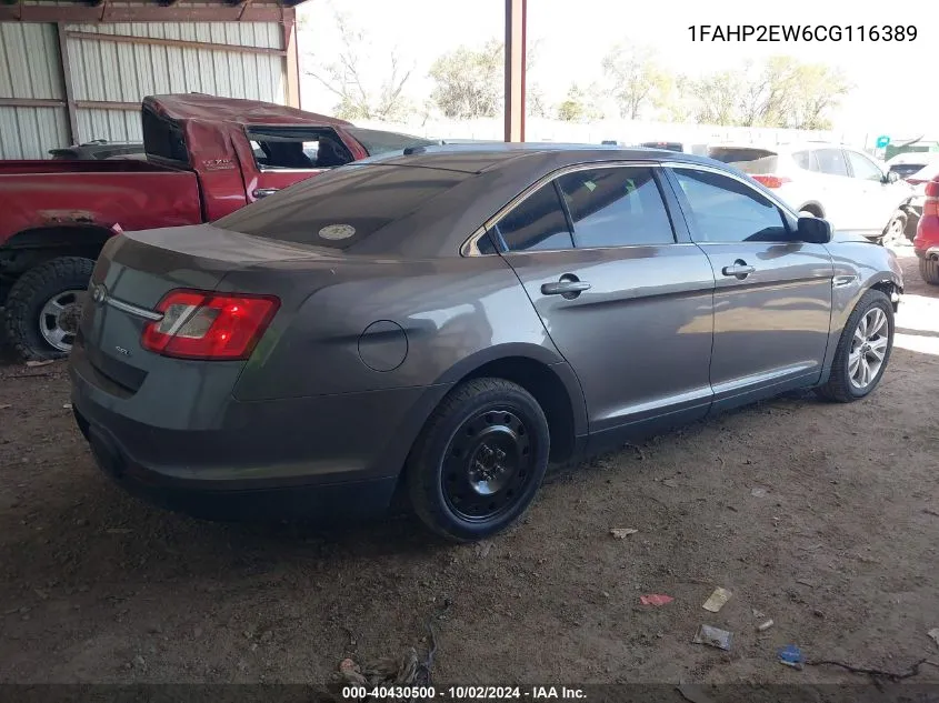 2012 Ford Taurus Sel VIN: 1FAHP2EW6CG116389 Lot: 40430500