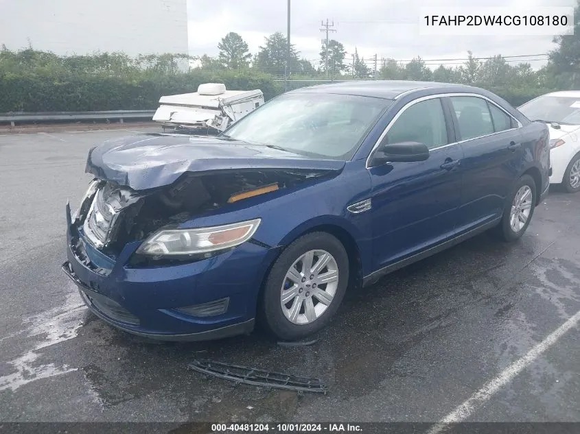 2012 Ford Taurus Se VIN: 1FAHP2DW4CG108180 Lot: 40481204