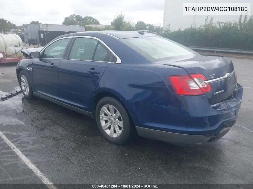 2012 Ford Taurus Se VIN: 1FAHP2DW4CG108180 Lot: 40481204