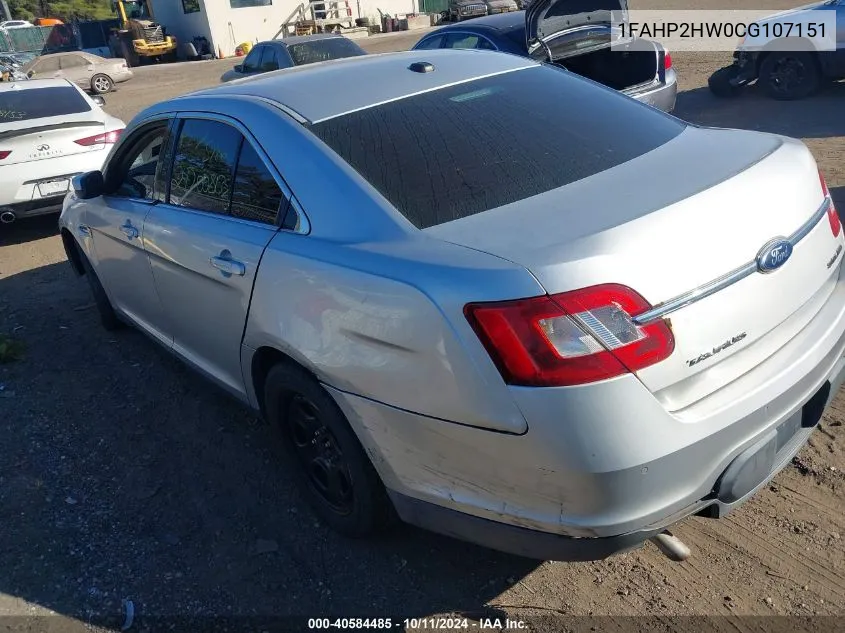 2012 Ford Taurus Sel VIN: 1FAHP2HW0CG107151 Lot: 40584485